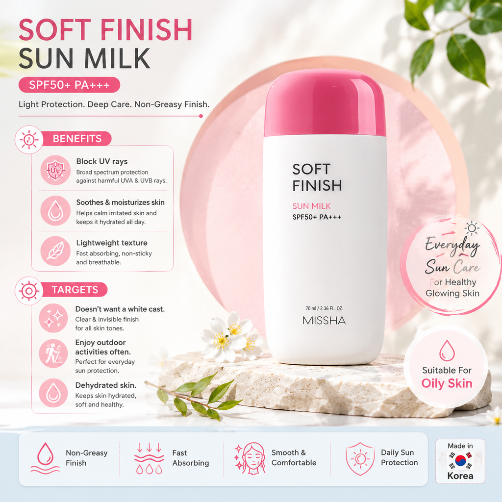 Missha All Around Safe Block Soft Finish Sun Milk SPF50+ Or PA+++ (70ml)