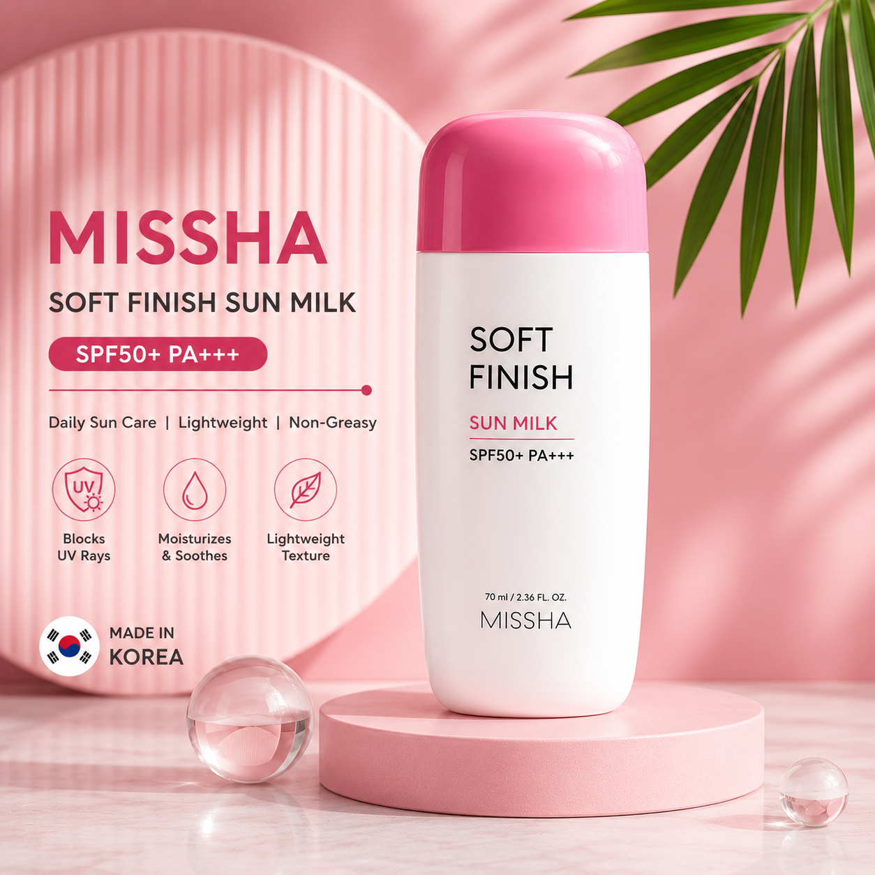 Missha All Around Safe Block Soft Finish Sun Milk SPF50+ Or PA+++ (70ml)