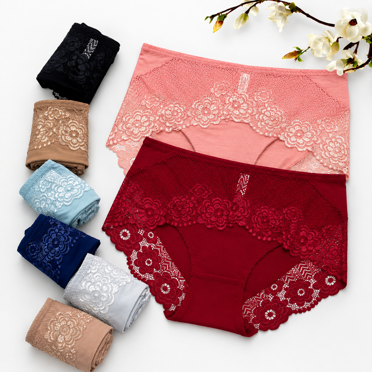 Women’s Floral Lace Panties – Soft Breathable Full Coverage Ladies Underwear