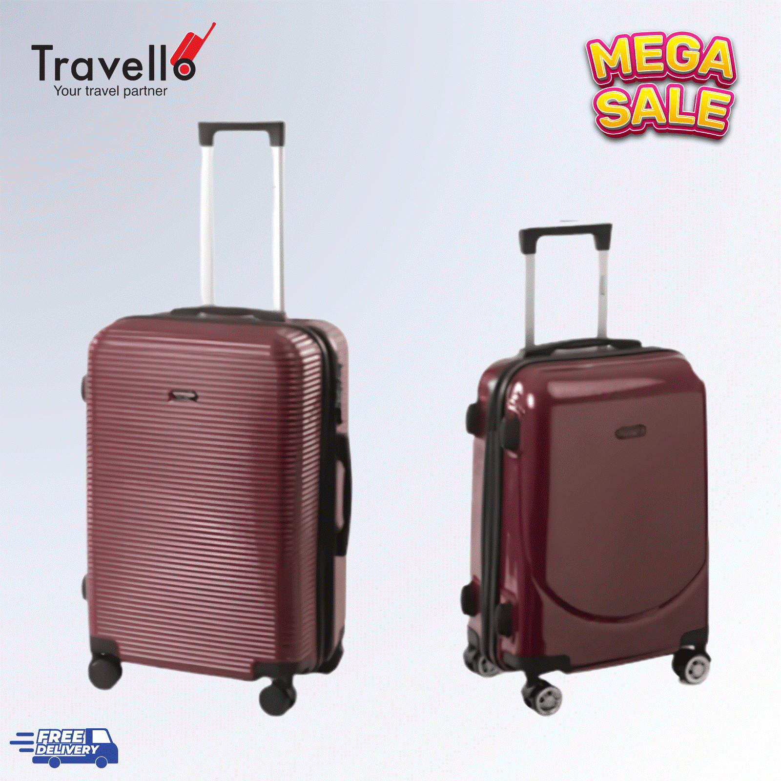 Travello Hard Top (20" & 24") Dark Red (Combo- Set of 2)