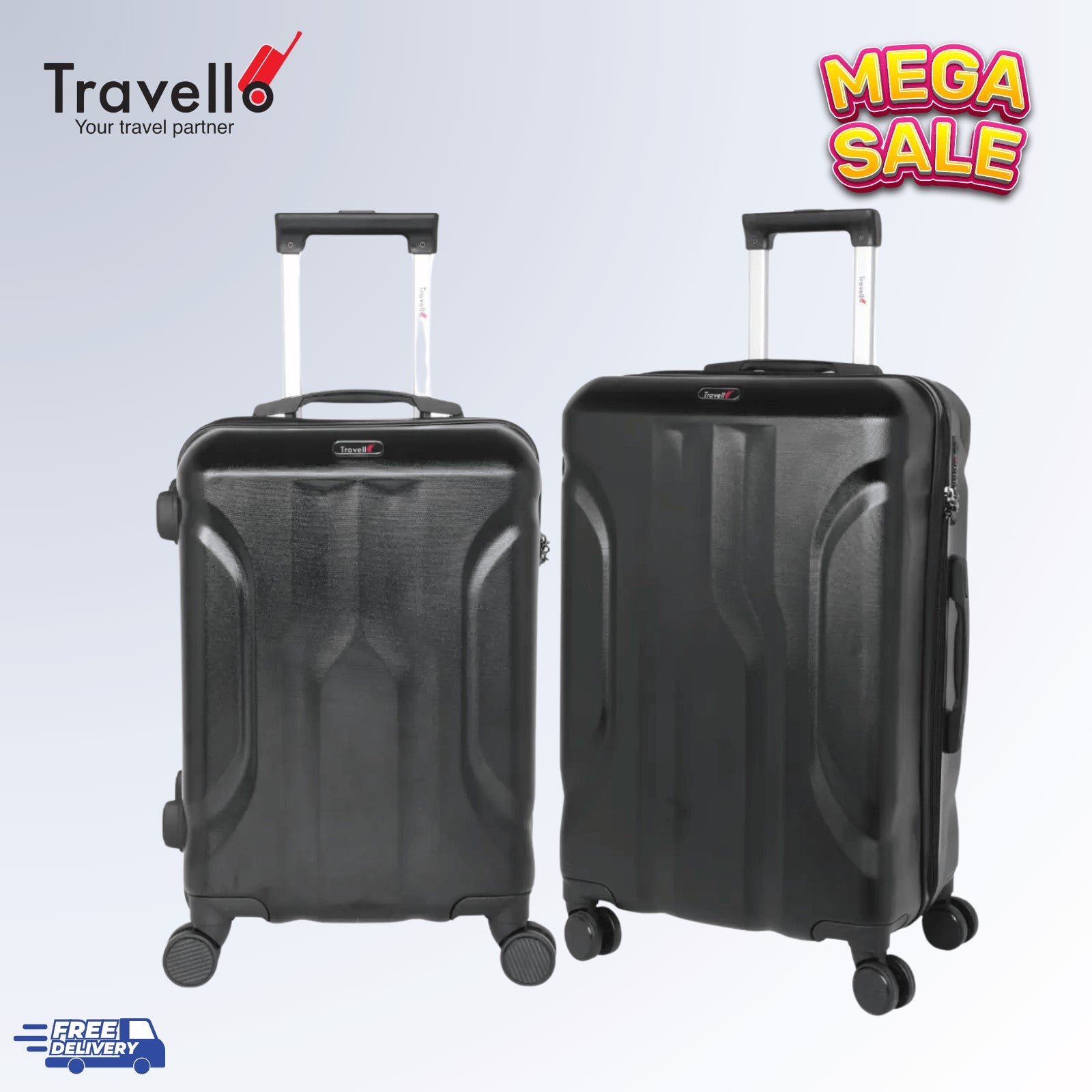 Travello Luxury Plus 20 & 24 Inch Black (Combo)