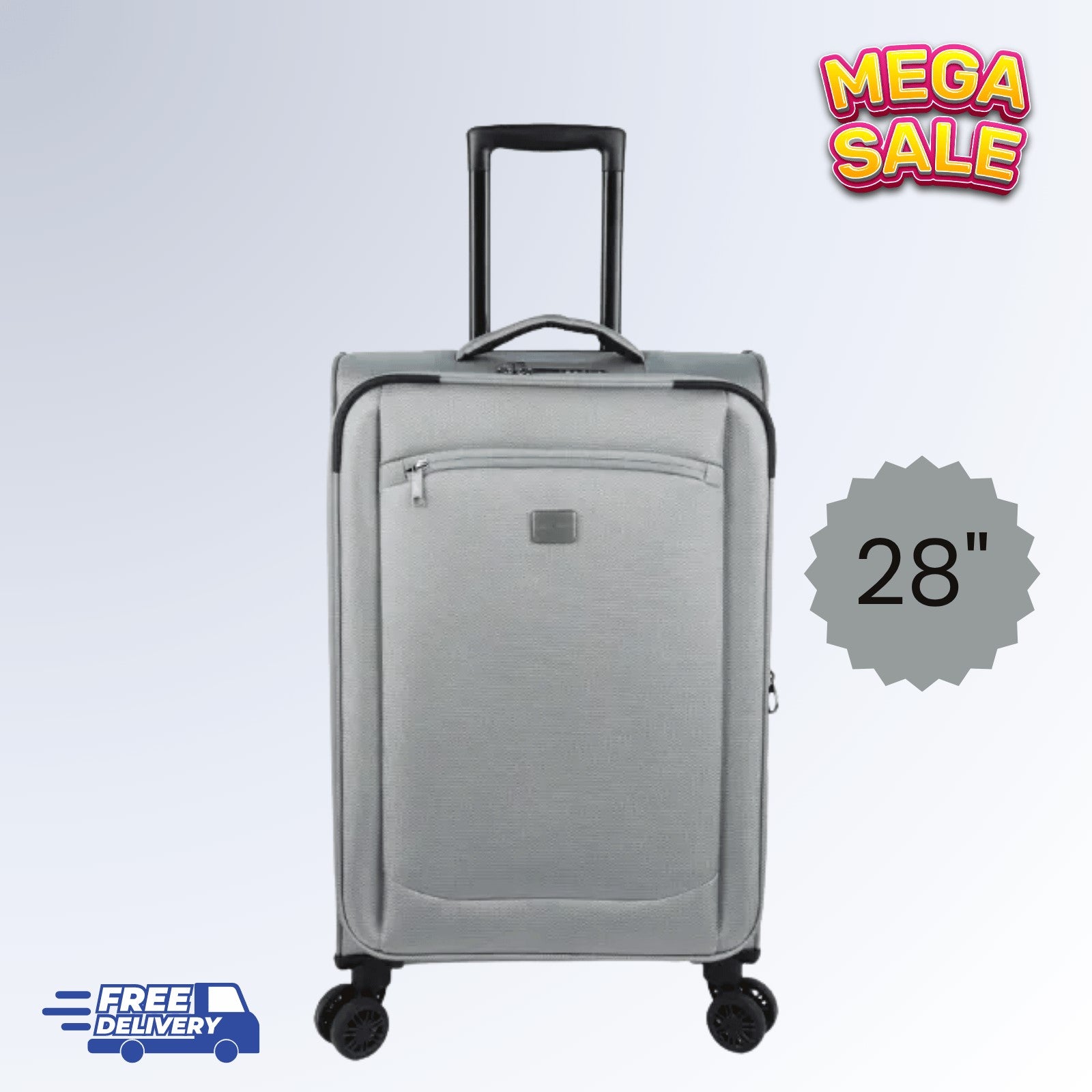 28Inch Soft Suitcase/Luggage 450D Jacquard RPET with PUX2 in waterproof- Gray (Original Export)