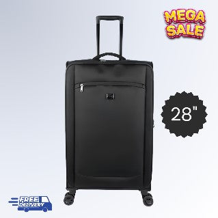 28 inch Soft Suitcase/Luggage 450D Jacquard RPET with PUX2 in waterproof- Black (Original Export)