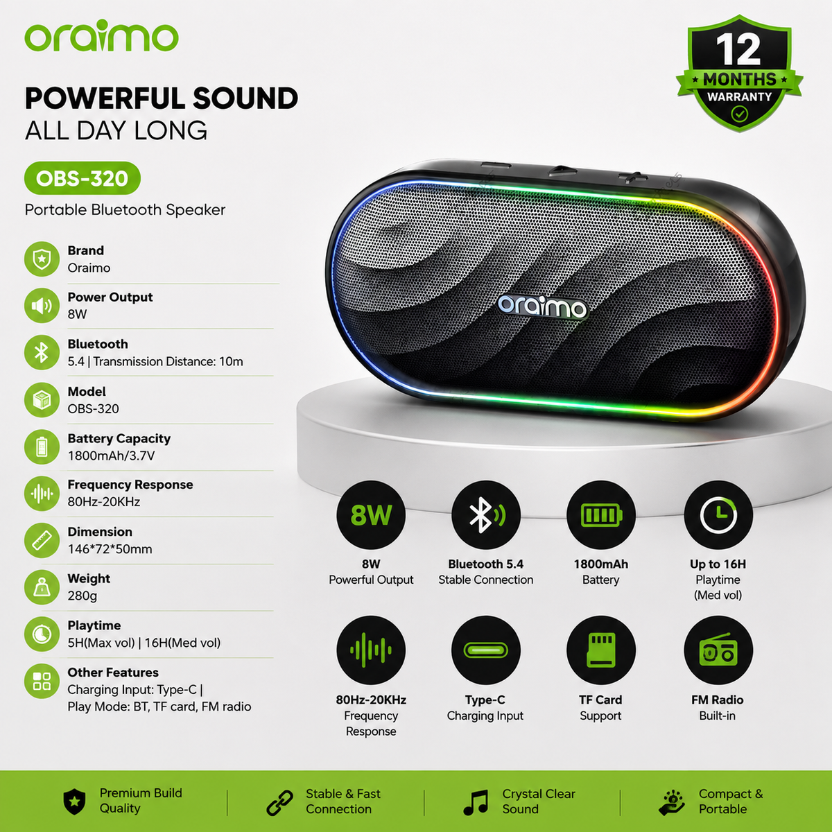 Oraimo OBS-382 Space Box Wireless Speaker
