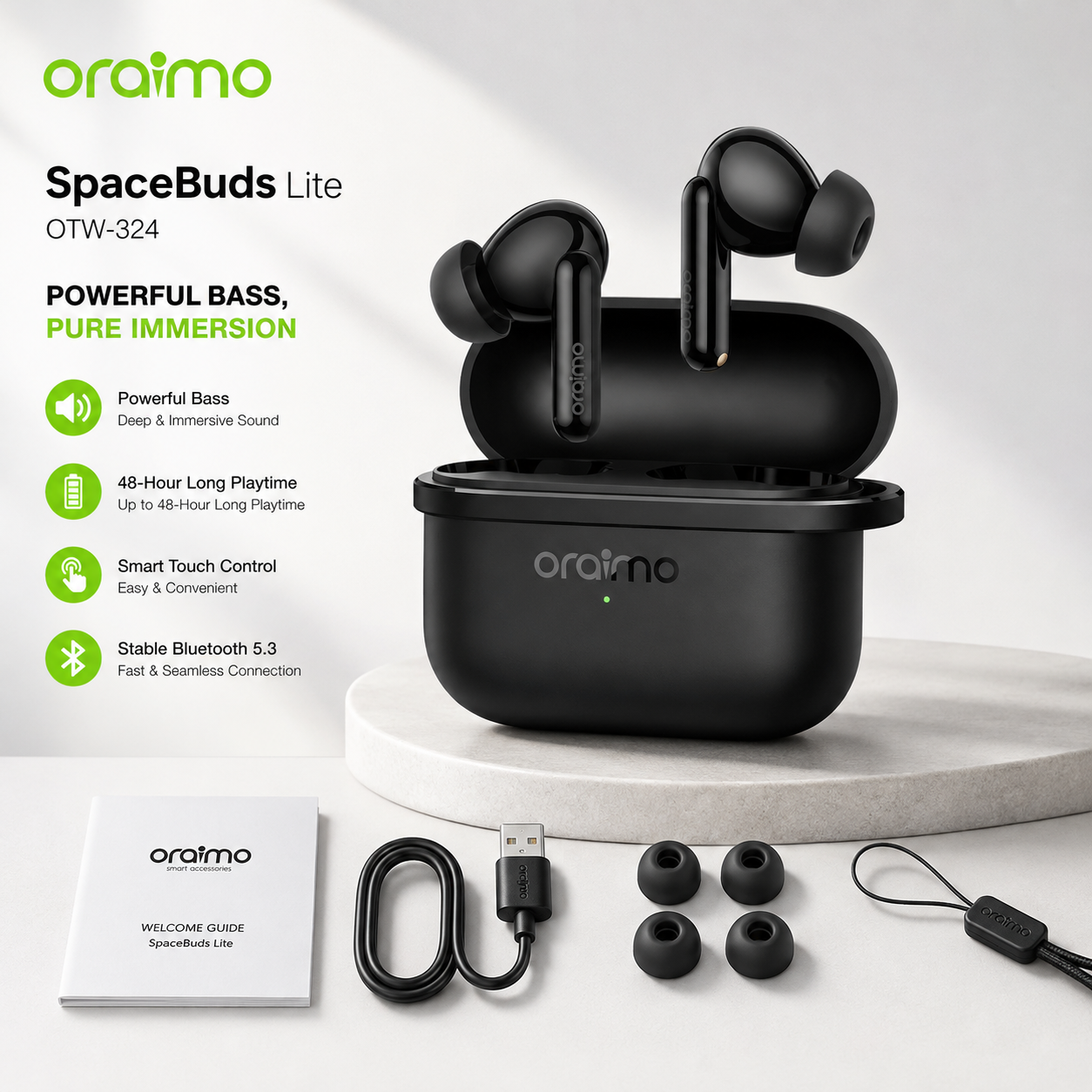 Oraimo SpaceBuds Lite Sound360 Anti-Lost True Wireless Earbuds