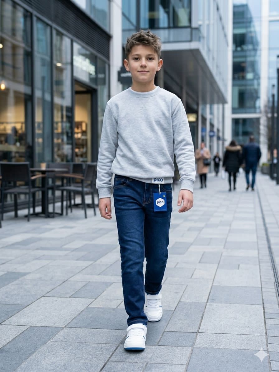 Knit denim adult boys jeans pants-Kids