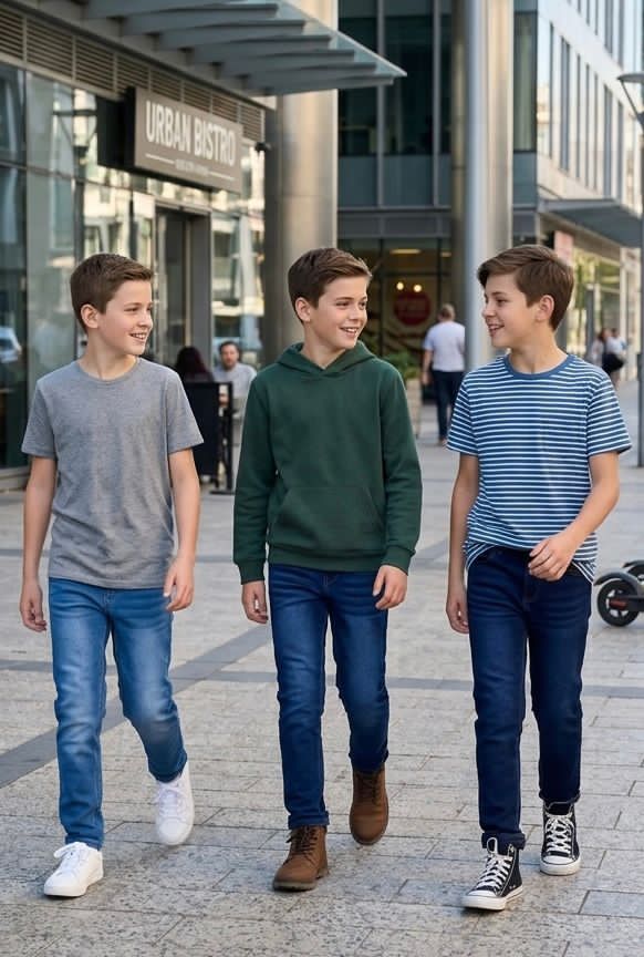 Knit denim adult boys jeans pants-Kids