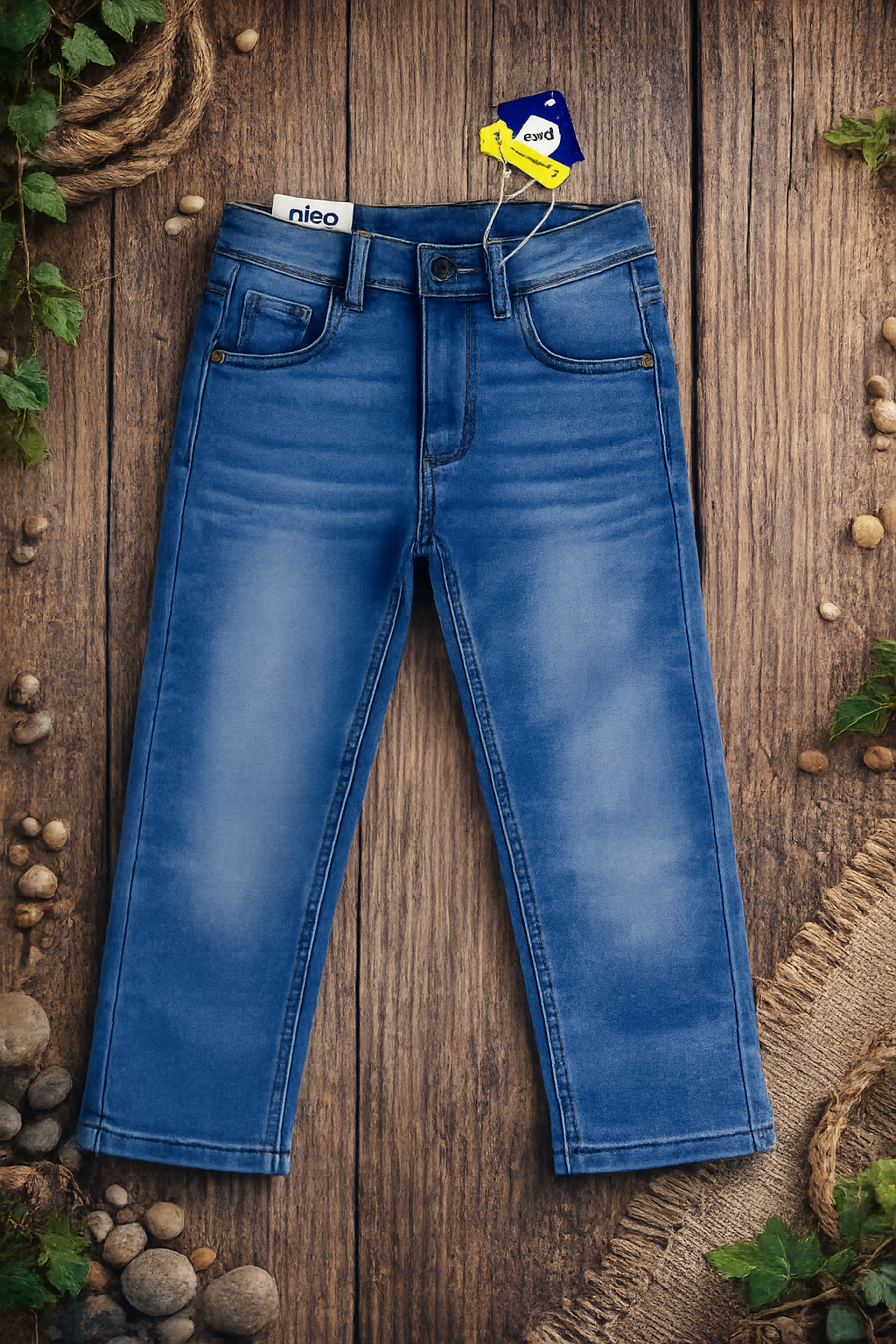 Knit denim adult boys jeans pants-Kids