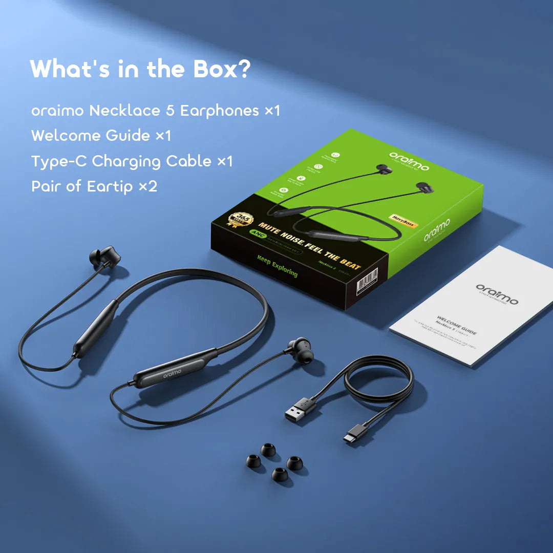 Oraimo Necklace 5 30dB Noise Cancellation & Call Vibration Earphones