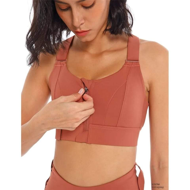 Women’s Front Zipper Sports Bra – High Support Wireless Fitness Bra